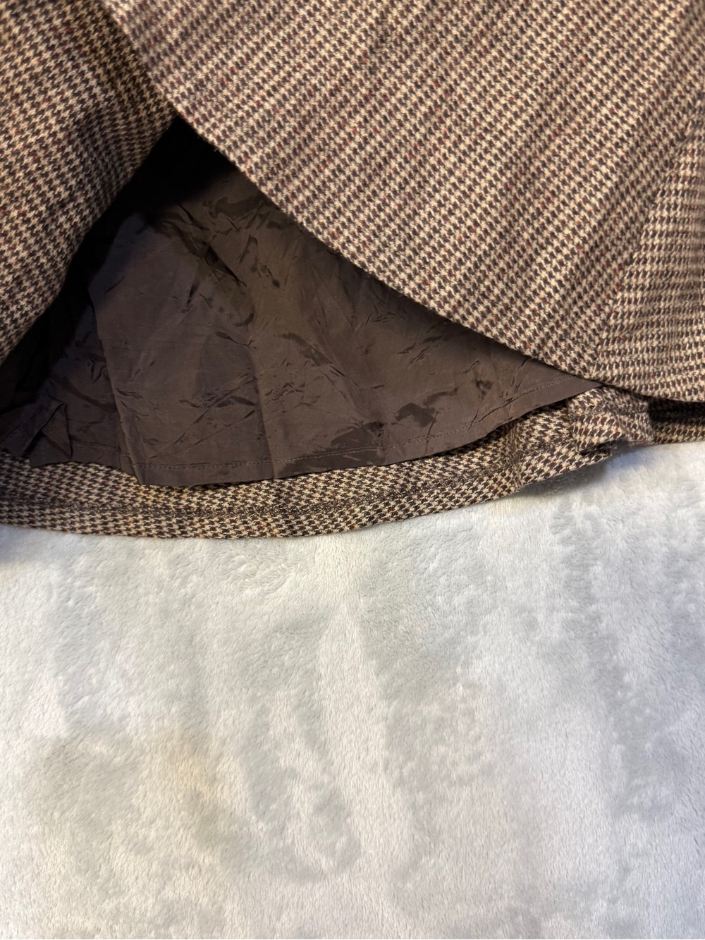 Burberry Skirt Size XS/S Brown Tan Houndstooth A-Line Flared Skirt - Picture 2 of 5